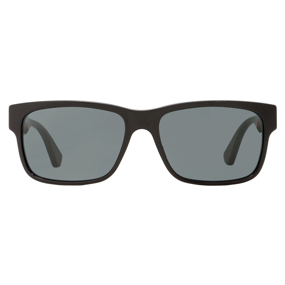 Gucci Rectangular Sunglasses GG0340S 006 Black/Green/Red 58mm 340 - Picture 2 of 3